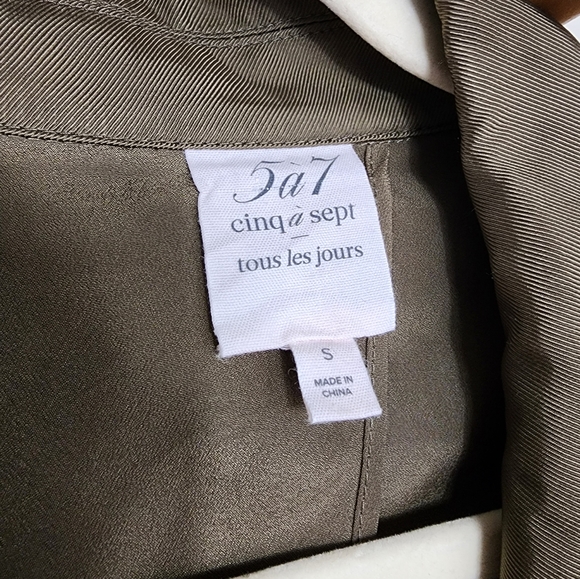 Cinq a Sept Mathieu Twill Jacket Women's S Olive Green Drawstring Waist … - Picture 5 of 11